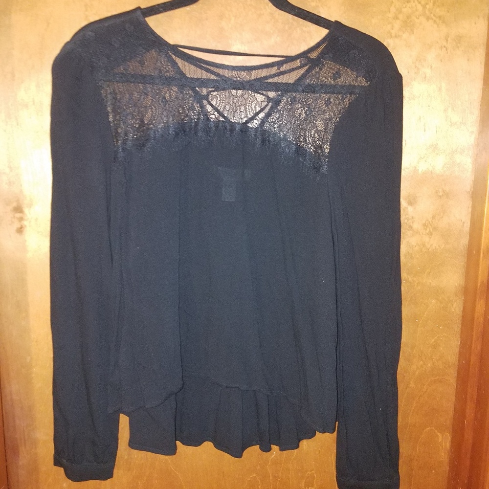 Black lace detail shirt